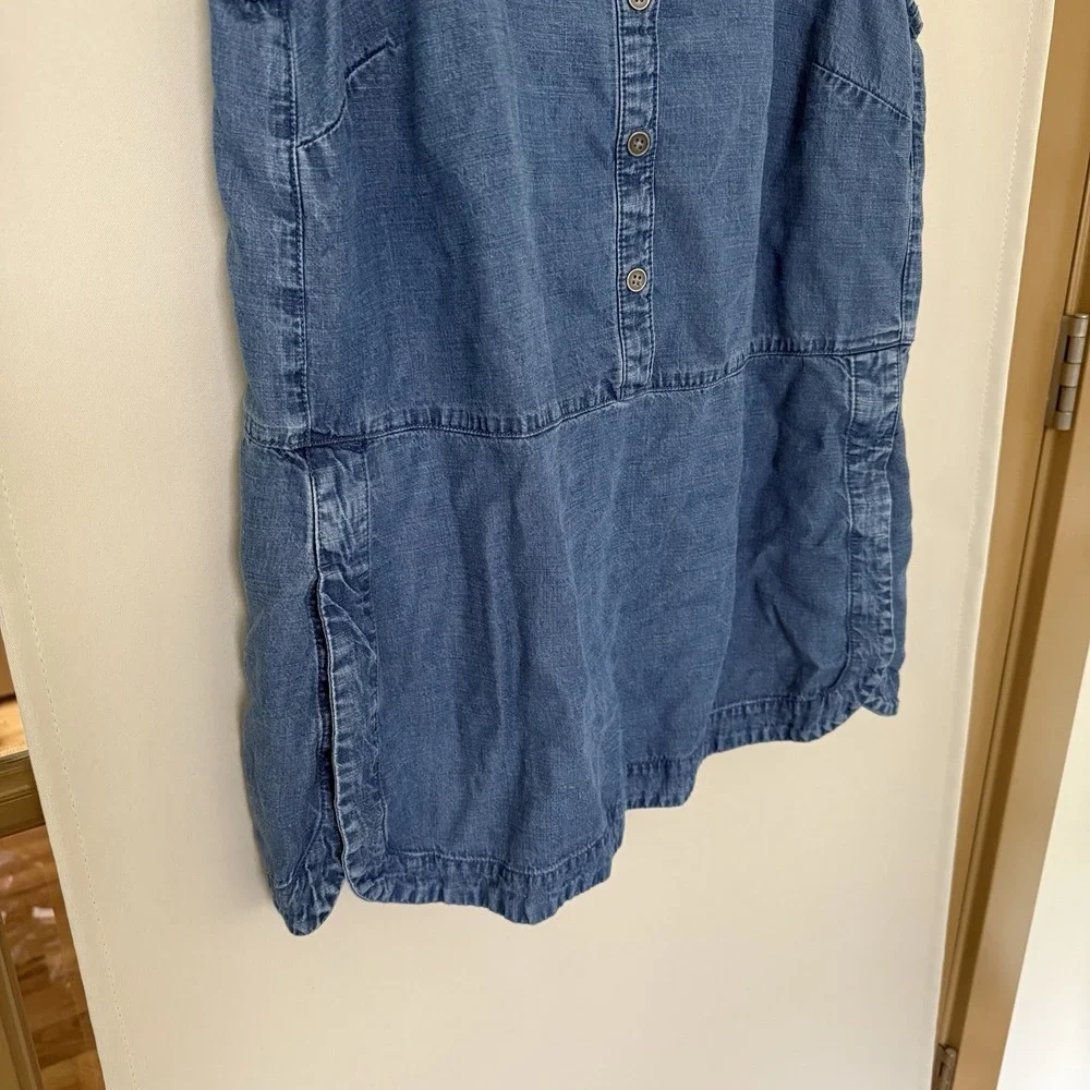 J. Jill Denim Womens Small Blue Button Up Chambray Tank Top Sleeveless Blouse - Picture 3 of 7
